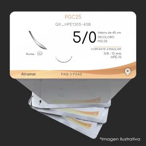 QX_HPE1305-45B | PGC25 | CALIBRE  5/0 | MONOCRYL | 3 Sobres | Marca: Atramat