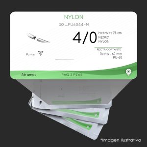 QX_PU6044-N | NYLON | CALIBRE  4/0 | ETHILON | 3 Sobres | Marca: Atramat