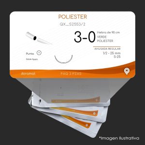 QX_S2553/2 | POLIESTER | CALIBRE  3-0 | ETHIBON EXCEL | 3 Sobres | Marca: Atramat