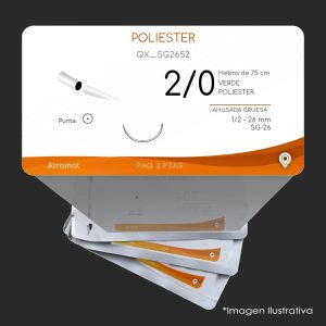 QX_SG2652 | POLIESTER | CALIBRE  2/0 | ETHIBON EXCEL | 3 Sobres | Marca: Atramat