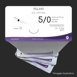 QX_SR17305 | PGLA90 | CALIBRE  5/0 | VICRYL | 3 Sobres | Marca: Atramat