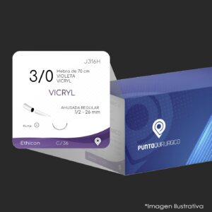 J316H | PGLA90 | CALIBRE  3/0 | VICRYL | SR26303 | C/36 | Marca: Ethicon