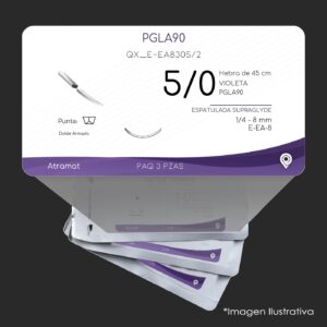 QX_E-EA8305/2 | PGLA90 | CALIBRE  5/0 | VICRYL | 3 Sobres | Marca: Atramat