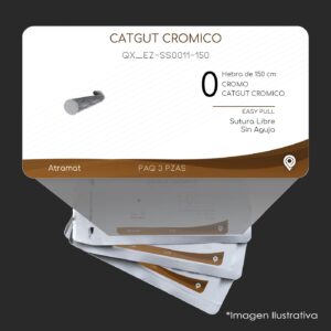 QX_EZ-SS0011-150 | CATGUT CROMICO | CALIBRE  0 | 3 Sobres | Marca: Atramat