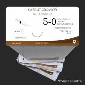 QX_G-R2015-68 | CATGUT CROMICO | CALIBRE  5-0 | 060.841.2565 | 3 Sobres | Marca: Atramat