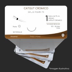 QX_G-R2618-75 | CATGUT CROMICO | CALIBRE  1 | 3 Sobres | Marca: Atramat