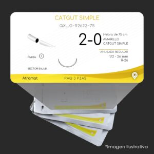 QX_G-R2622-75 | CATGUT SIMPLE | CALIBRE  2-0 | 060.841.1393 | 3 Sobres | Marca: Atramat