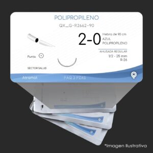 QX_G-R2662-90 | POLIPROPILENO | CALIBRE  2-0 | 060.842.0469 | PROLENE | 3 Sobres | Marca: Atramat