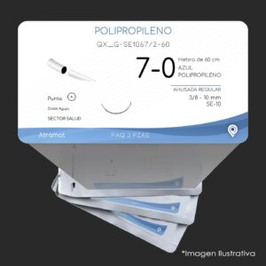 QX_G-SE1067/2-60 | POLIPROPILENO | CALIBRE  7-0 | 060.841.0239 | PROLENE | 3 Sobres | Marca: Atramat