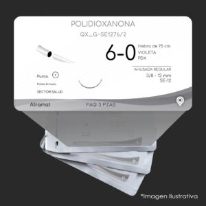 QX_G-SE1276/2 | POLIDIOXANONA | CALIBRE  6-0 | 060.842.0485 | PDS II | 3 Sobres | Marca: Atramat
