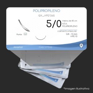 QX_HPE1365 | POLIPROPILENO | CALIBRE  5/0 | PROLENE | 3 Sobres | Marca: Atramat
