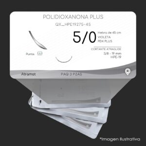 QX_HPE19275-45 | POLIDIOXANONA PLUS | CALIBRE  5/0 | PDS II PLUS | 3 Sobres | Marca: Atramat