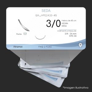 QX_HPE2433-45 | SEDA | CALIBRE  3/0 | PERMAHAND | 3 Sobres | Marca: Atramat