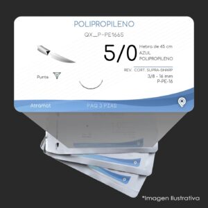 QX_P-PE1665 | POLIPROPILENO | CALIBRE  5/0 | PROLENE | 3 Sobres | Marca: Atramat