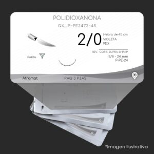 QX_P-PE2472-45 | POLIDIOXANONA | CALIBRE  2/0 | PDS II | 3 Sobres | Marca: Atramat