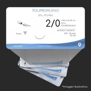 QX_PE2462 | POLIPROPILENO | CALIBRE  2/0 | PROLENE | 3 Sobres | Marca: Atramat