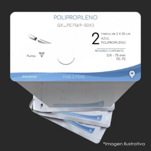 QX_PE7569-50X3 | POLIPROPILENO | CALIBRE  2 | PROLENE | 3 Sobres | Marca: Atramat