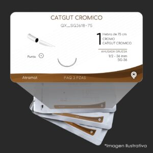 QX_SG3618-75 | CATGUT CROMICO | CALIBRE  1 | 3 Sobres | Marca: Atramat