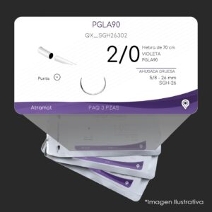 QX_SGH26302 | PGLA90 | CALIBRE  2/0 | VICRYL | 3 Sobres | Marca: Atramat